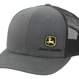 NEW John Deere Gray Black Mesh Yupoong Side Logo 606 Trucker Cap